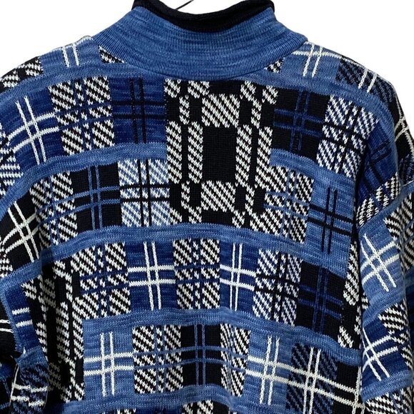 Vintage Womens Sweater Medium Cotton Blue Black Cottagecore NWT Babette Partners - Picture 6 of 11